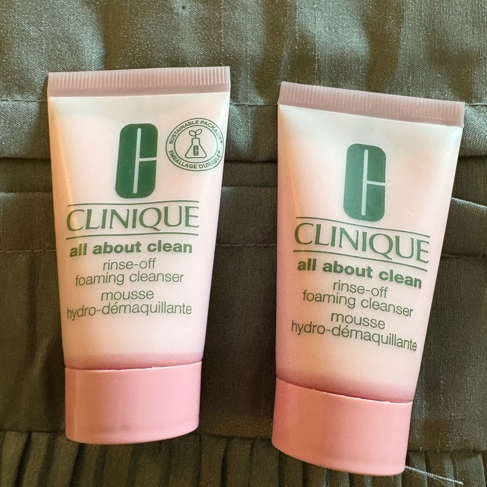 Clinique All About Clean Rinse off foaming Cleanser two travel size 1 fl ounces